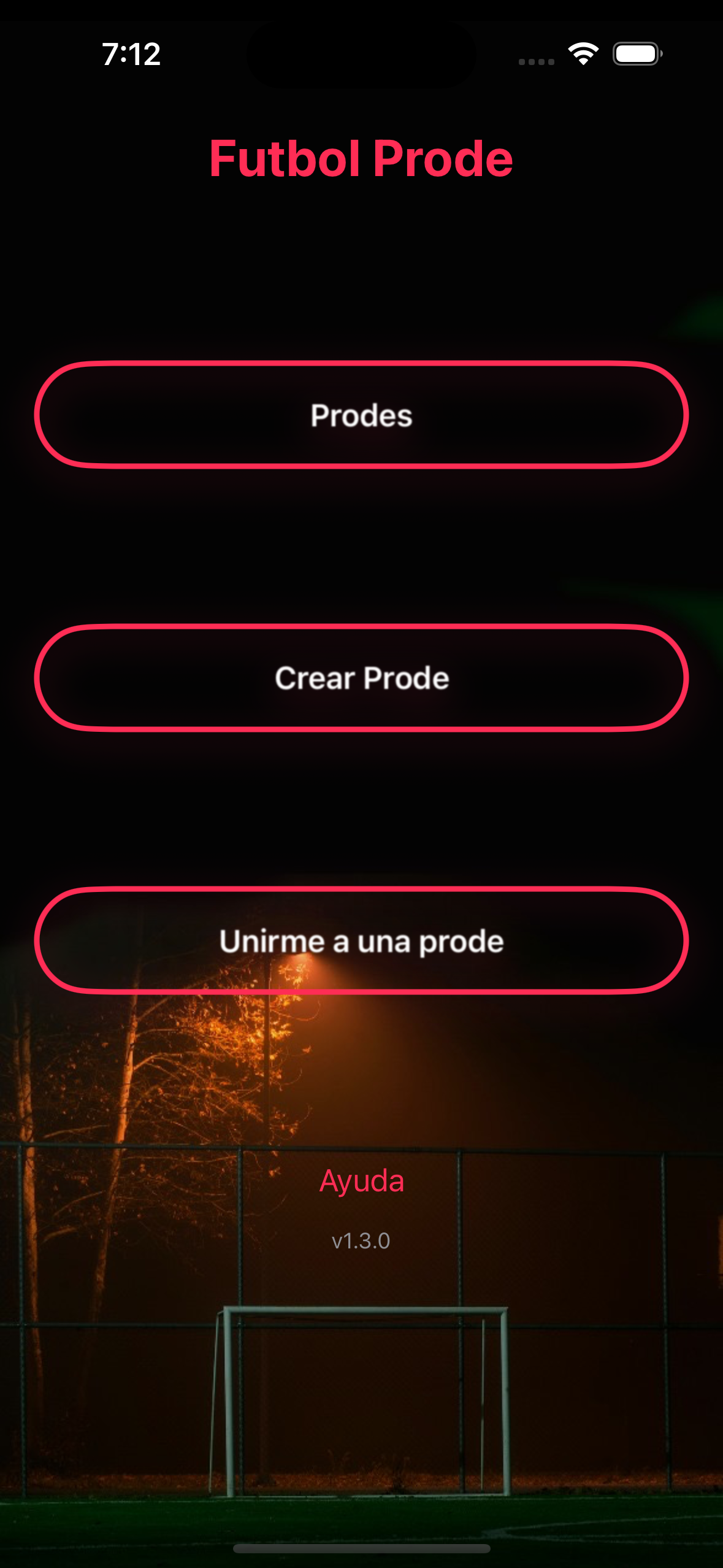 FutbolProde — Pantalla principal